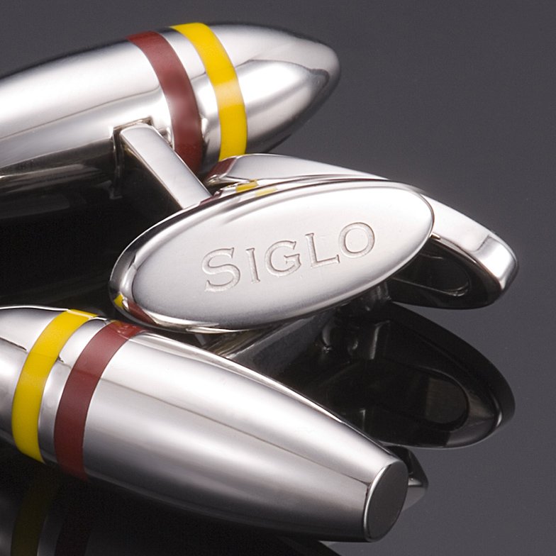 Cufflinks - Torpedo Silver with Stripes